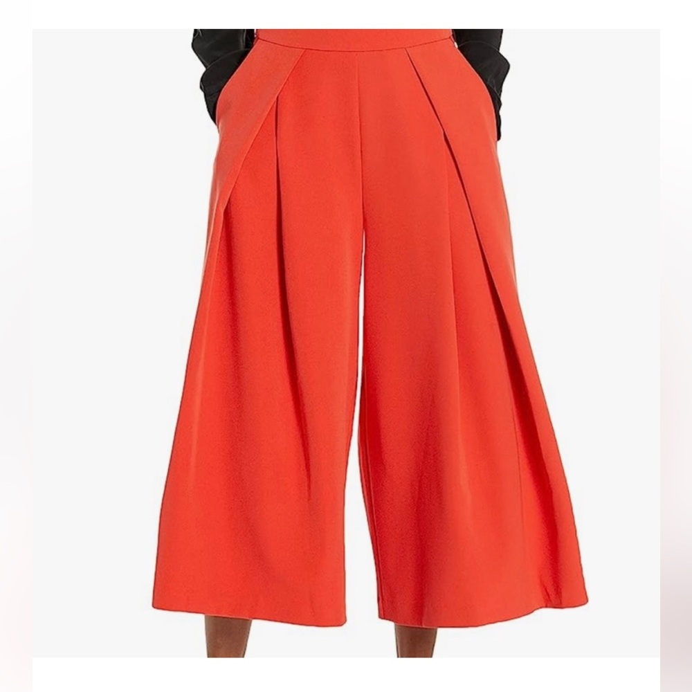 MILLY ITALIAN CADY HIGH RISE WIDE WAISTBAND FAUX WRAP ANKLE CROP PALAZZO PANT 6